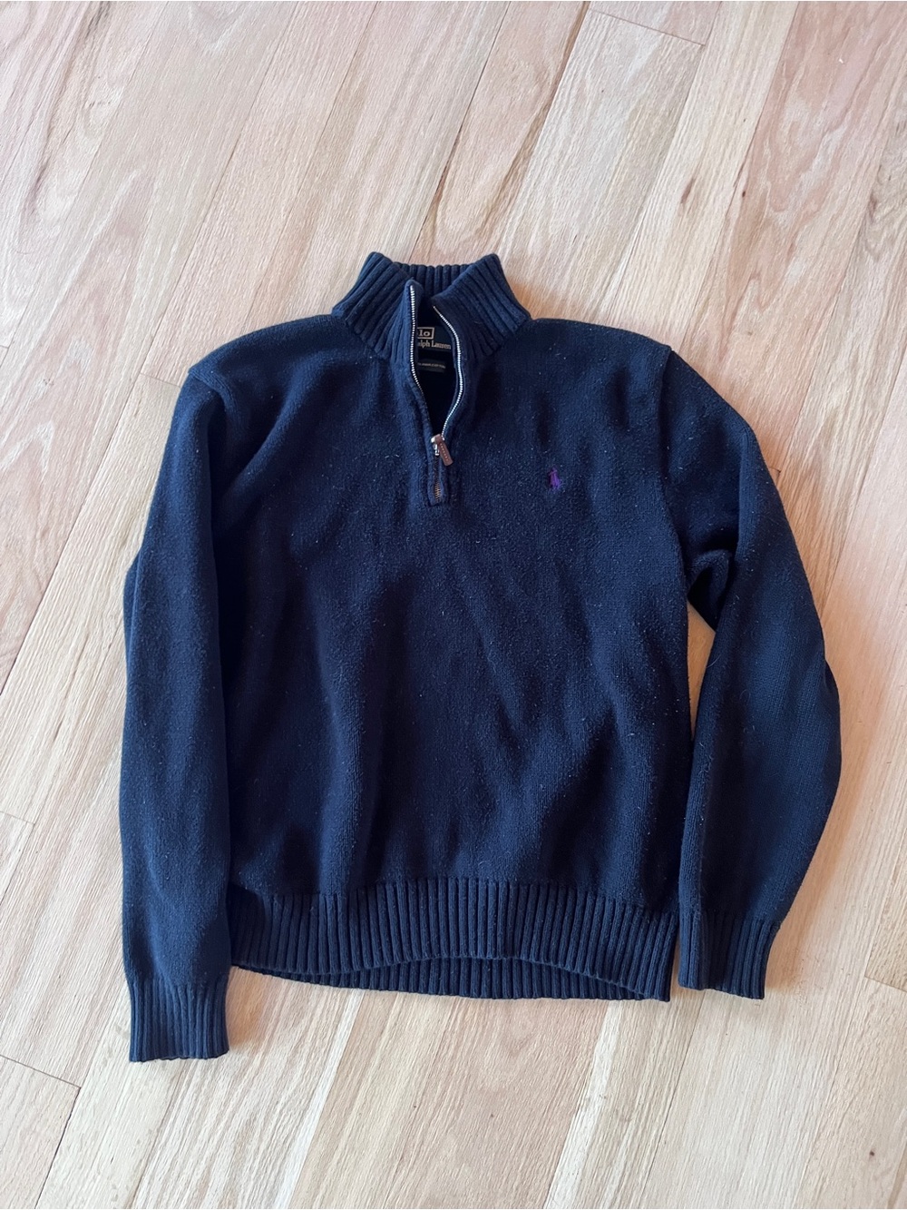 Polo by Ralph Lauren Black Half-Zip Cotton Sweater